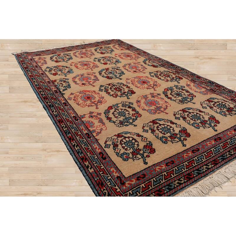 Hand Knotted Beige, Rust Tibetan Wool Transitional Oriental Area Rug - 2' 11'' x 4' 8''