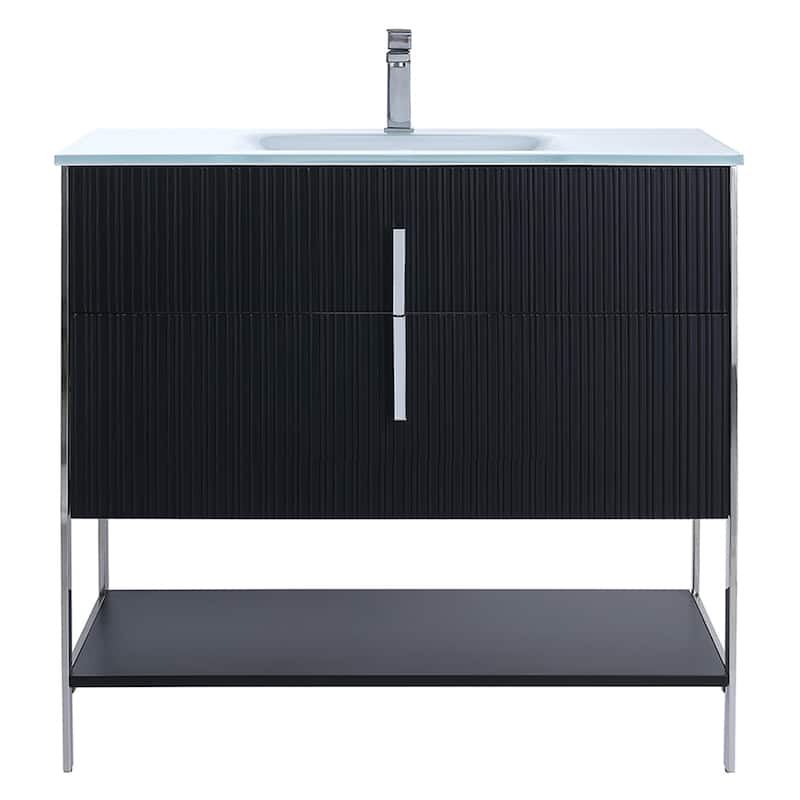 Fine Fixtures Serenity Modern Bathroom Vanity with White Glass Top