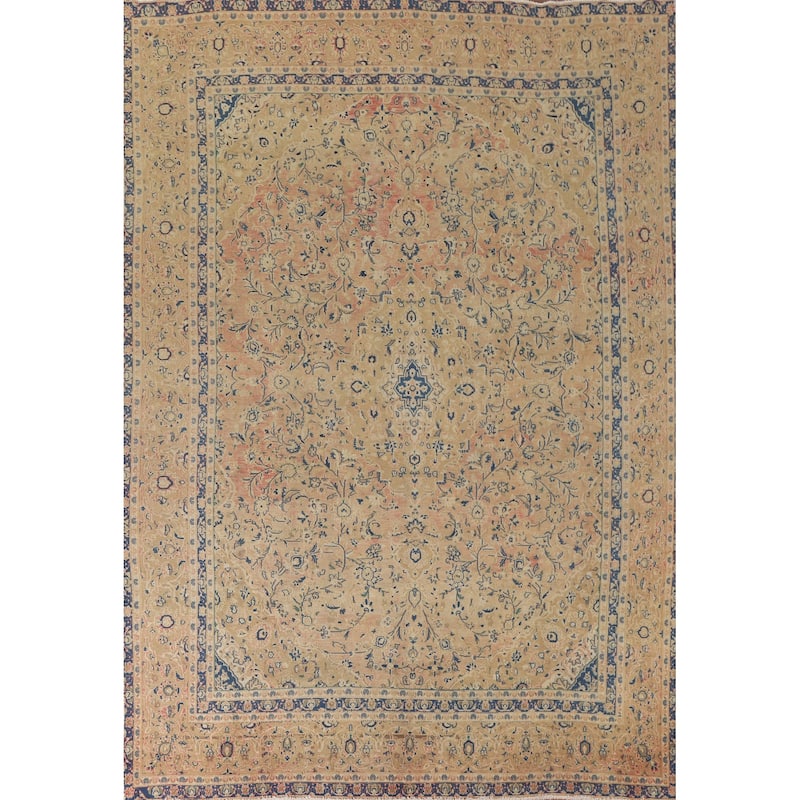 Hand Knotted Oriental 100% Wool Carpet Traditional Floral Pink Kashan Area Rug - 11' 11'' X 10' 1''