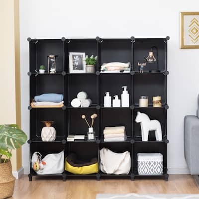 16 Cubes Plastic Storage Organizer with Sturdy Rust-Proof Steel Frame