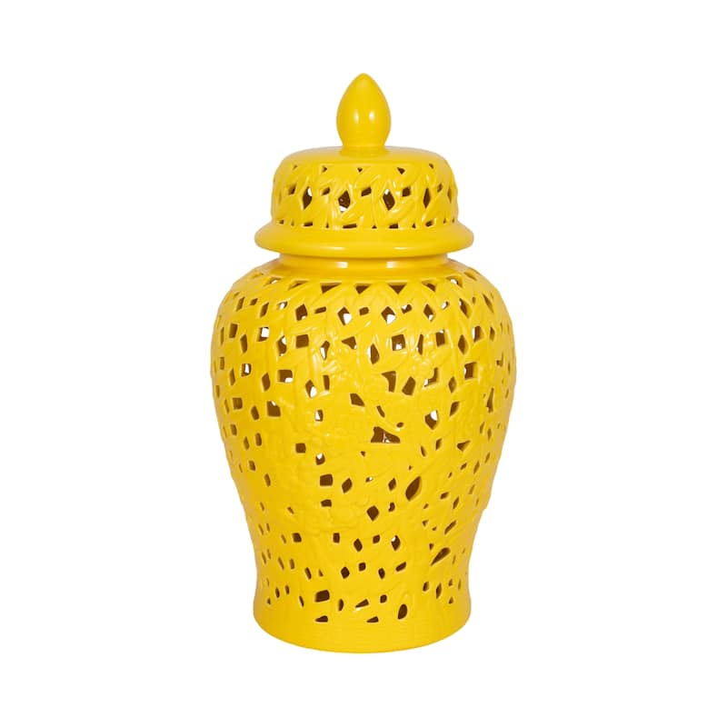 Sagebrook Home Coastal Neutral Cutout Ceramic Jar or Vase - 12" x 12" x 24"