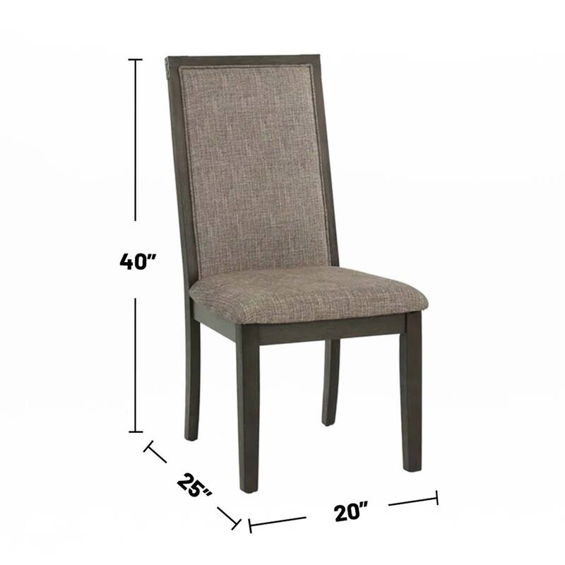 Dining Chair With Upholstered Cushion, Grey(Set of 2)