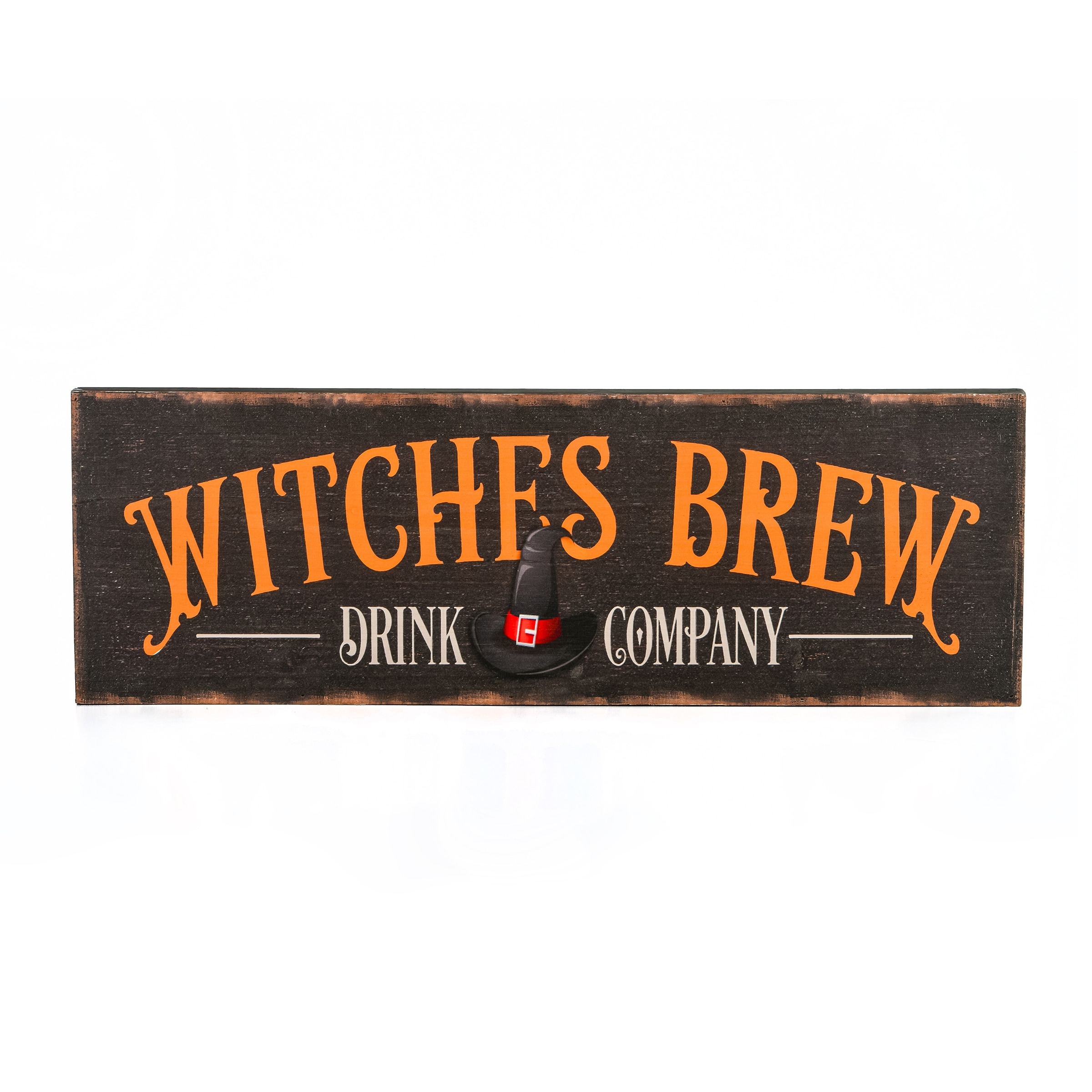 National Tree Company Halloween 'Witches Brew Drink Company' Hanging Wall Decoration, Black, Wooden Construction, 2 Feet - 2 ft