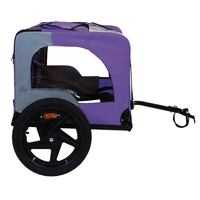 Outdoor Collapsible Pet Bike Trailer With 16-Inch All-Terrain Wheels & Universal Hitch-Foldable Dog/Cargo Carrier Cart