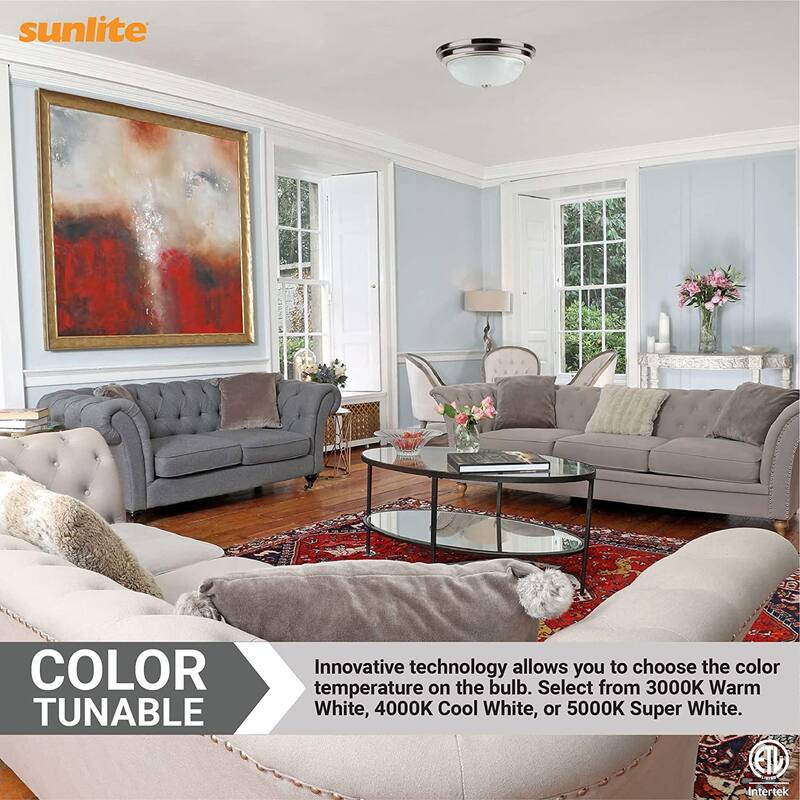 Sunlite 15 in. Brushed Nickel Dome Dimmable Selectable LED CCT Color Tunable 3000K 4000K 5000K Flush Mount Lighting Fixture