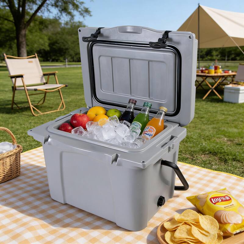 25QT Portable Cooler, Insulated Hard Cooler with Bottle Opener, Cup Holder, Forming Ruler, Travel, Beach, Camping, Fishing
