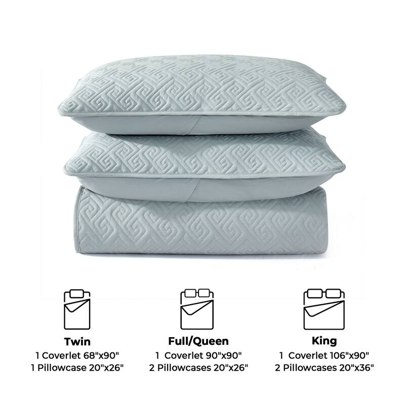 3-Piece Reversible Ultra Lighweight Coverlet Premium Microfiber Bedspread Quilt Set