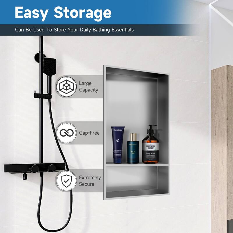 WIZ 12-inch W x 25-inch H x 4-inch D Stainless Steel Shower Niche