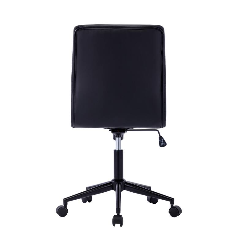 Porthos Home Bron Faux Leather Armless Office Chair with Steel Roller Base, Tilt Mechanism
