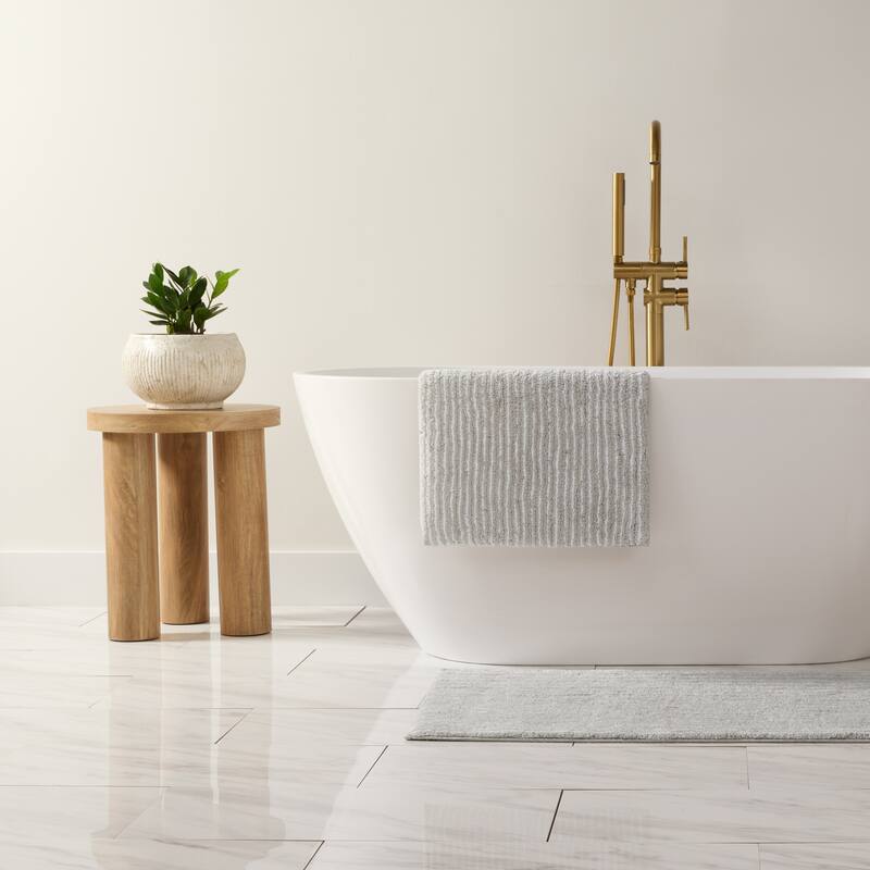 Becky Cameron 100% Cotton Pinstripe Patterned Bath Mat