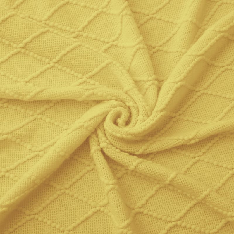 Knited Diamond Throw with Fringe Cream