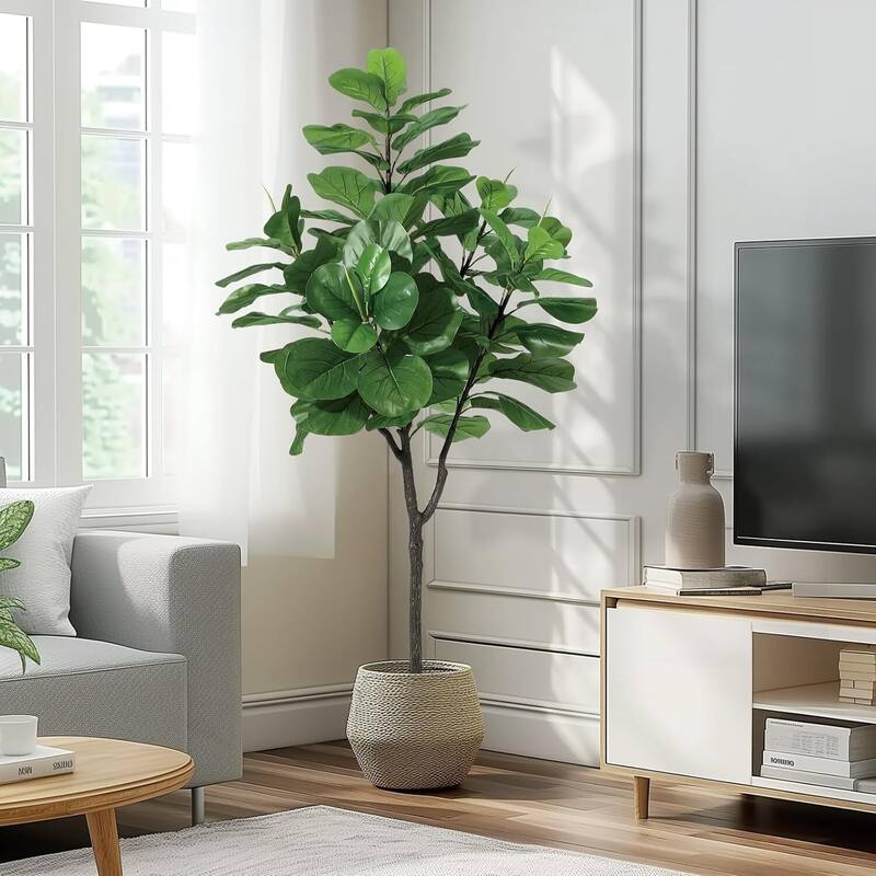 6FT Fiddle Leaf Fig Tree Artificial Tree for Home Office Decor - 6 ft - 6 ft