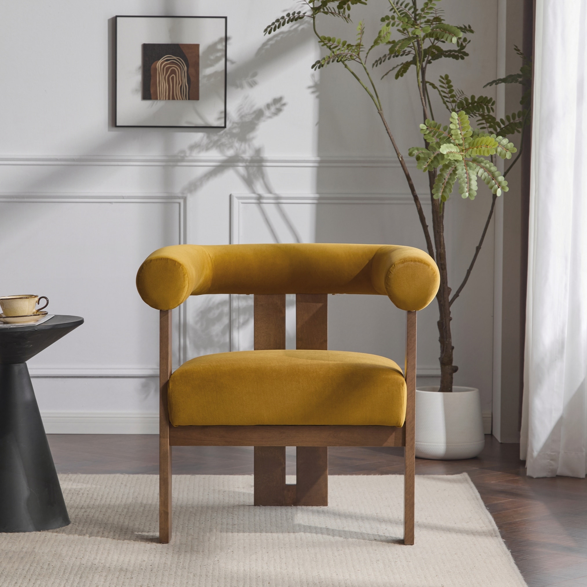 Modern Upholstered Round Arm Accent Chair