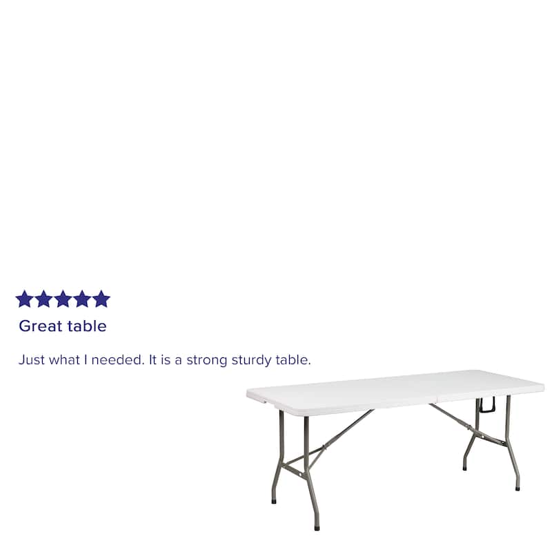 30"W x 72"L Bi-Fold Plastic Banquet and Event Folding Table with Carrying Handle