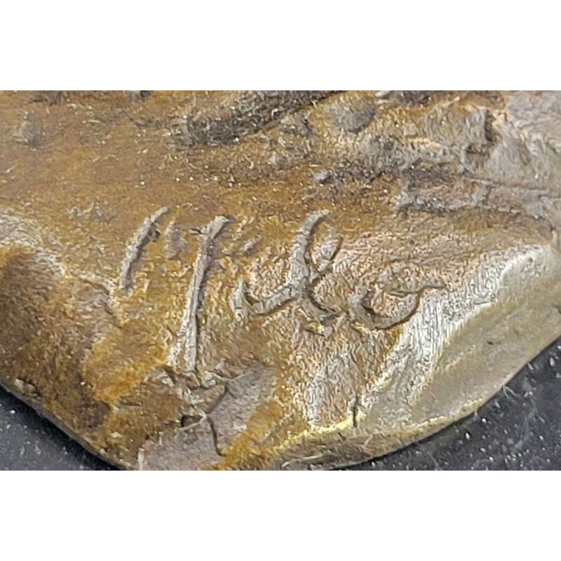 18Th Or 19Th Century Man Bronze Sculpture Statue Figure On Marble Base