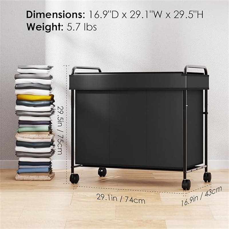 180L Large Laundry Hamper, 3 Bag Laundry Sorter - 29"L x 17"W x 29.5"H