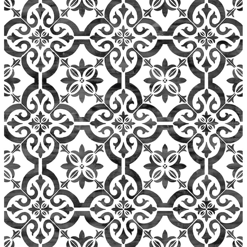 Luxe Haven Porto Tile Peel and Stick Wallpaper - 27 in. W x 18 ft. L - Onyx