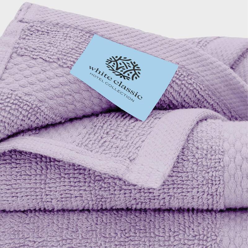 White Classic Luxury Cotton 8Pc Multi Size Towel Set [2 Bath Towels, 2 Hand Towels, 4 Washcloths]