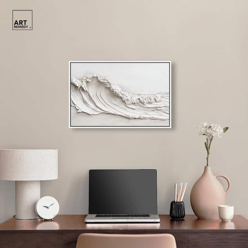Wave on White Canvas by Art Remedy
