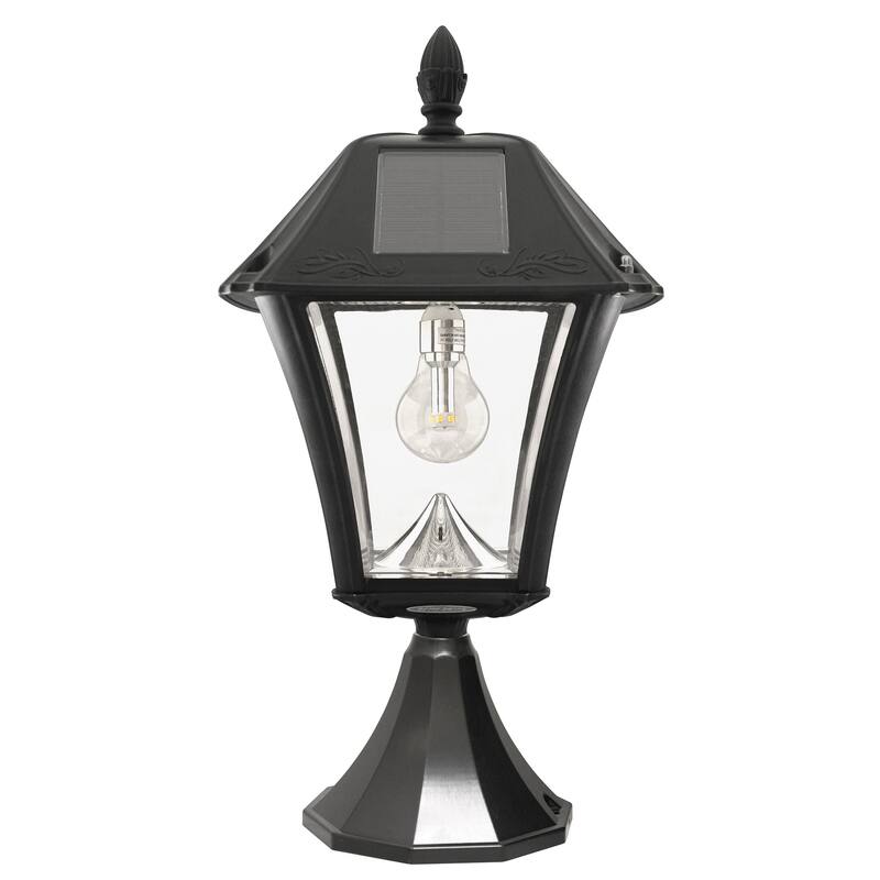 Baytown II Bulb Black Solar 3' Fitter Post Light with Pier and Wall - N/A