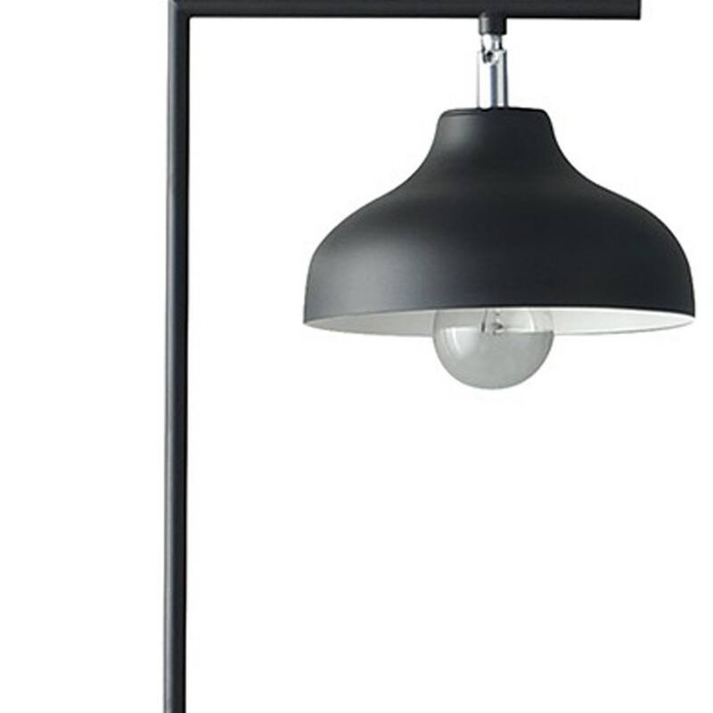 Black Metal Arc Floor Lamp with Bowl Shade LED Bulb and Rotary Socket Switch - 10” x 10” x 63.25” (D x W x H)