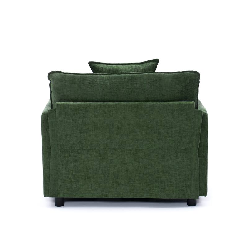 39.4" Chenille Accent Chair Club Chair with Ottoman, Living Room Chair Upholstered Armchair, Chaise Lounge Chair