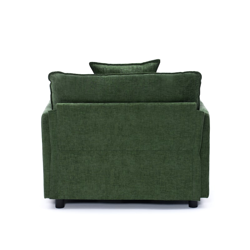39.4" Modern Accent Chair with Ottoman, Living Room Club Chair Chenille Upholstered Armchair, Reading Chair for Bedroom