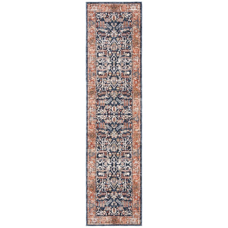 Lauren Ralph Lauren Darcy Traditional Oriental Area Rug - 2'2" x 8' Runner - Navy/Beige