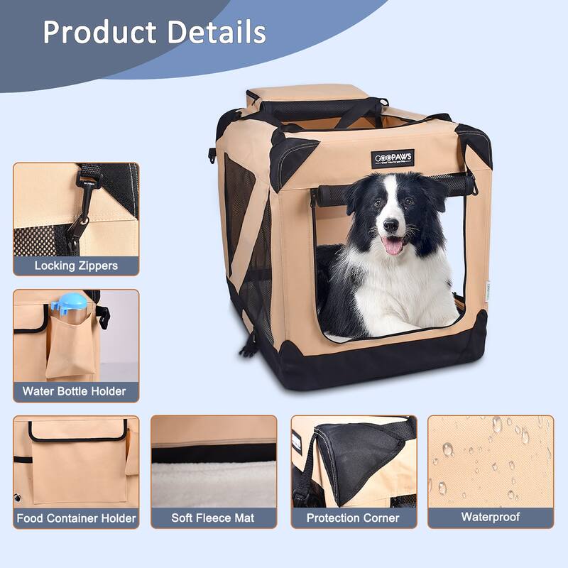 JESPET: 30" Soft Pet Crate for Dogs & Cats up to 50 lbs