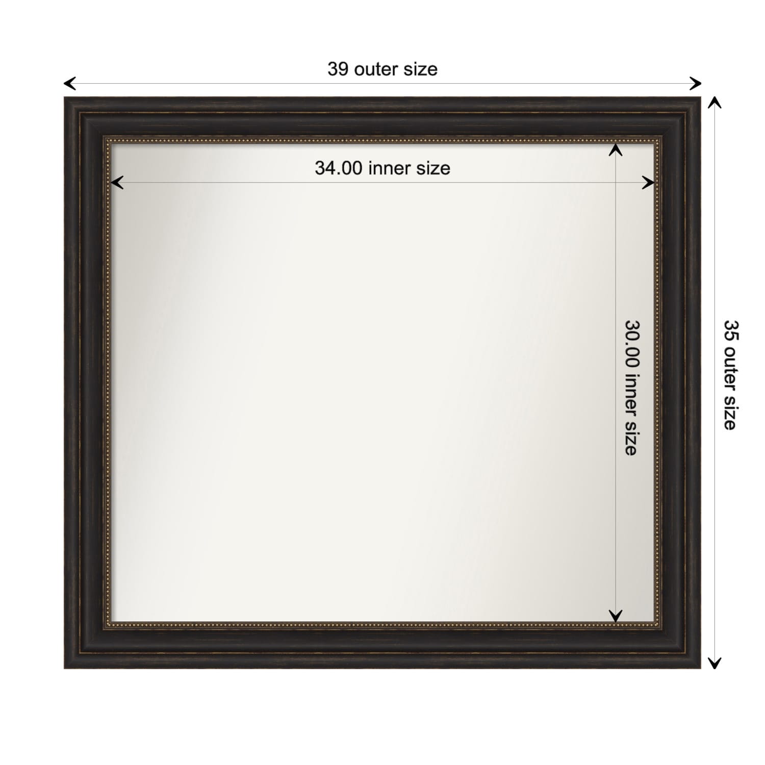 Accent Bronze Framed Non-Beveled Custom Wall Mirror, Bathroom Vanity Mirror