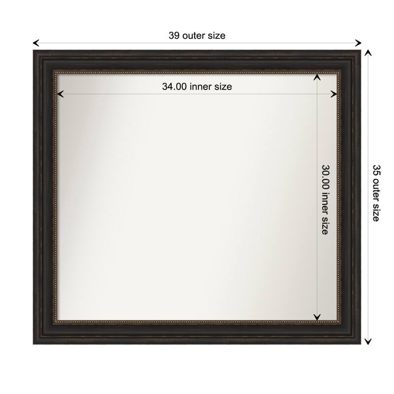 Accent Bronze Framed Non-Beveled Custom Wall Mirror, Bathroom Vanity Mirror - Outer Size: 39 x 35