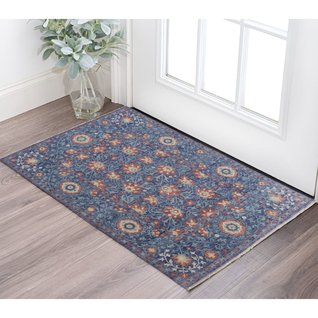 Yuwom Floral Stain Resistant Soft Area Rug By HomeRoots - 2' x 3'