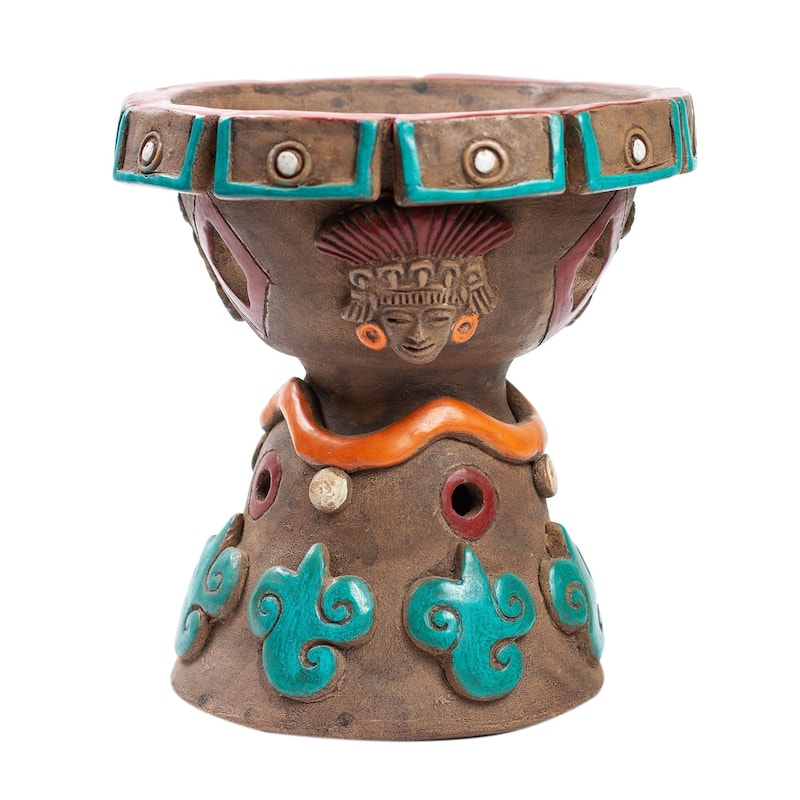 Novica Handmade Footed Censer Decorative Ceramic Vessel