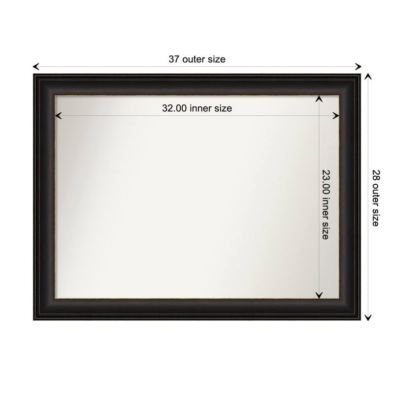 Trio Oil Rubbed Bronze Framed Non-Beveled Custom Wall Mirror, Bathroom Vanity Mirror - Outer Size: 36.5 x 27.5