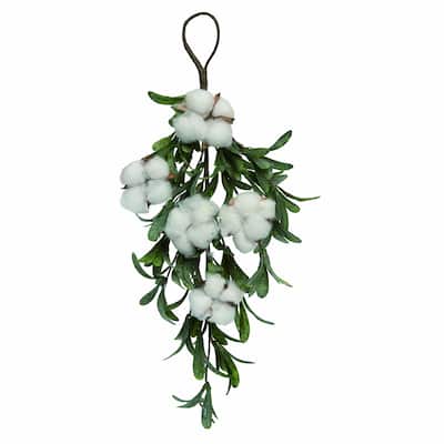 Transpac Cotton 17.75 in. Multicolor Spring Cotton and Sage Drop