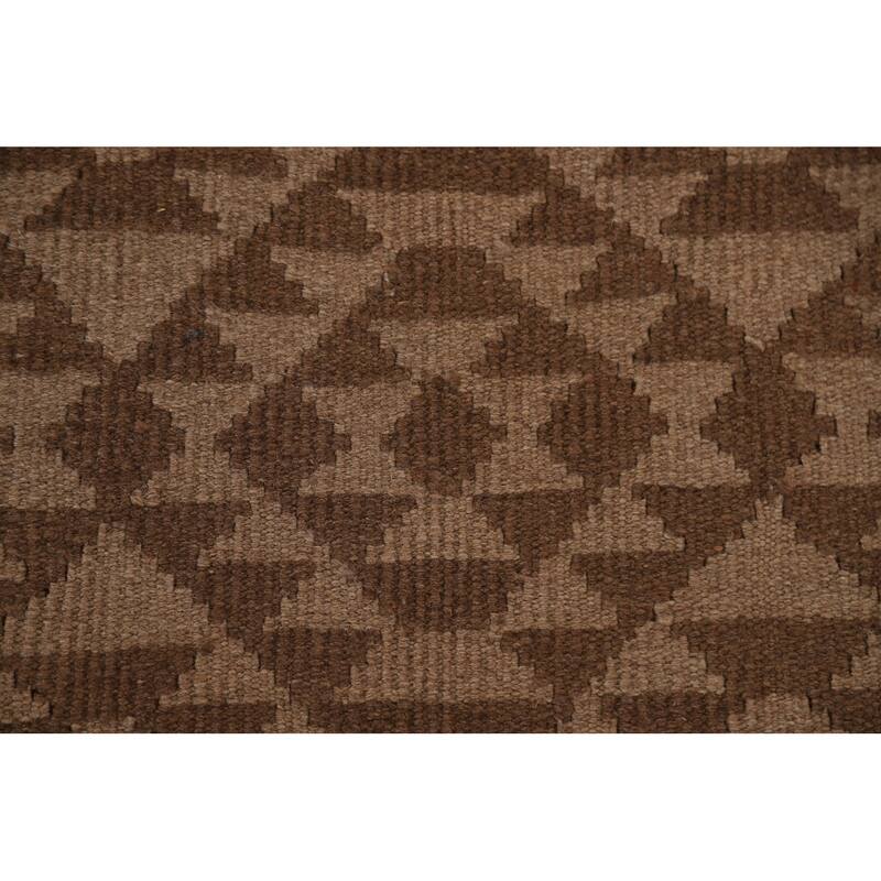 Hand Woven Oriental 100% Wool Carpet Southwestern Geometric Brown Kilim Area Rug - 9' 4'' X 6' 8''