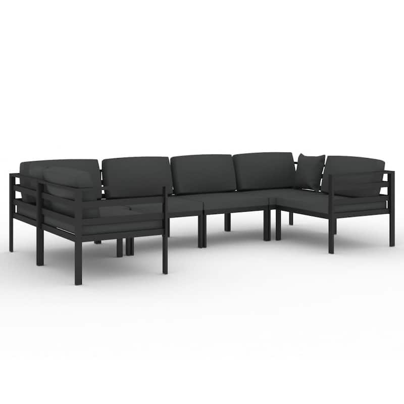 vidaXL Patio Lounge Set Outdoor Sectional Sofa Set Table Aluminum Anthracite - 27.6" x 27.6" x 25.4"