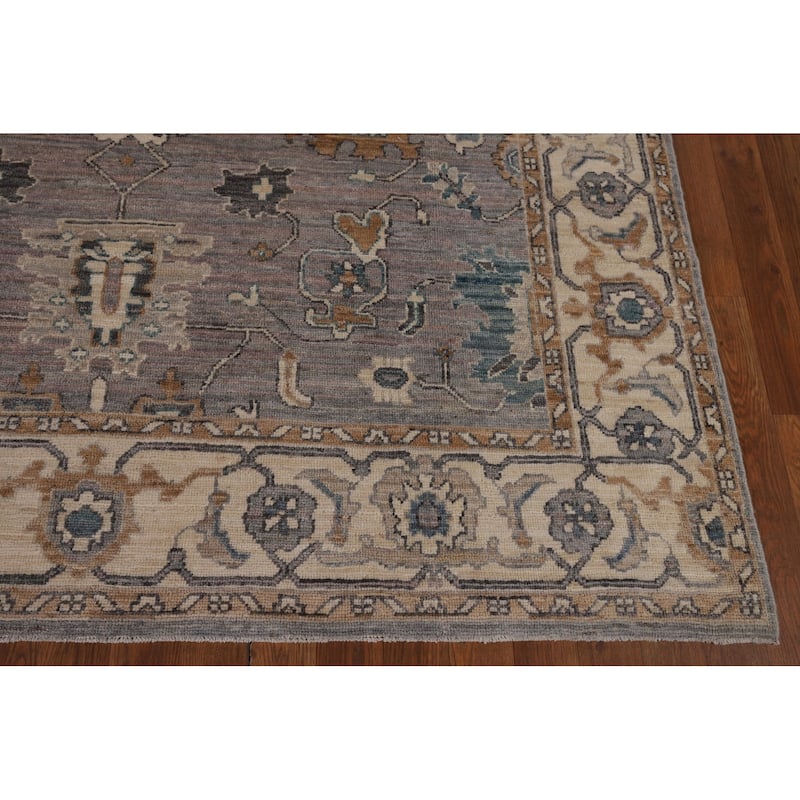 Gray Turkish Oushak Vegetable Dye Area Rug Hand-Knotted Wool Carpet - 5'10"x 8'6"