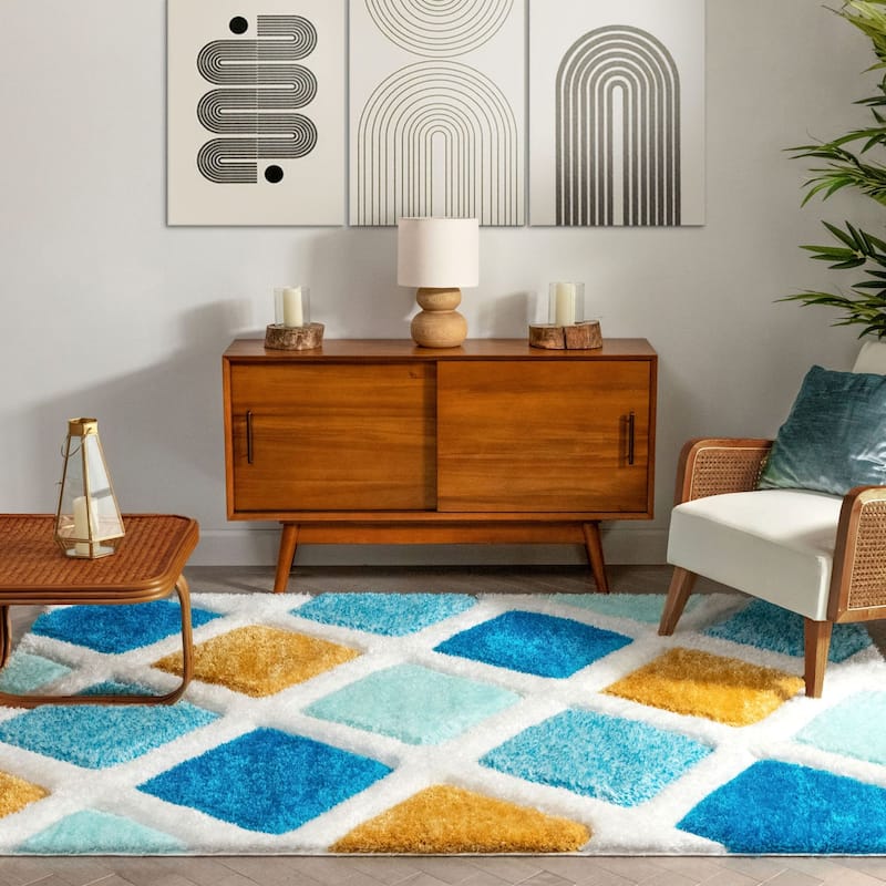 Well Woven San Francisco Posh Geometric Shag Area Rug