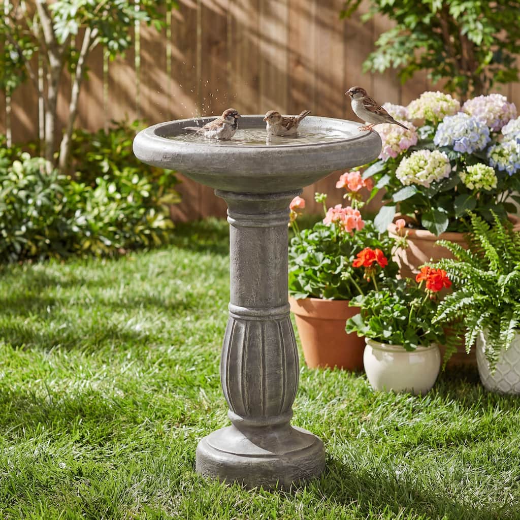 Christopher Knight Home - Classic Ecological Outdoor 25.04''H Garden Decorative Birdbath with Column Pedestal Base