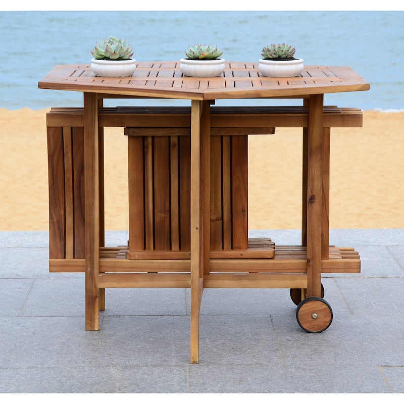 SAFAVIEH Kateryna Acacia Wood 5 Piece Outdoor Dining Table Set - 41Wx41Dx30H