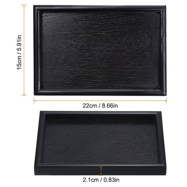dimension image slide 2 of 3, Wood Serving Tray Rectangle Decorative Platter Home Kitchen Table