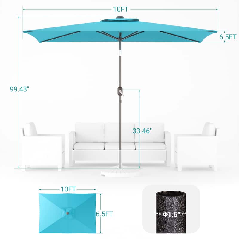 Bonosuki 10 x 6.5ft Patio Rectangular Umbrella with Tilt and Crank