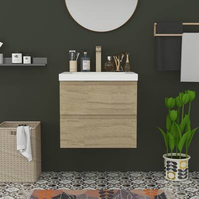 Wall Mounted Bathroom Vanity with Resin Top Basin