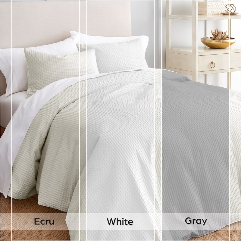 GAIAM® Relax Organic Cotton Waffle 3pc Comforter Set - Ecru - King