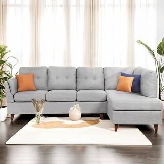 Modern Linen Fabric L-Shape Sectional Sofa Couch with Chaise Lounge and ...