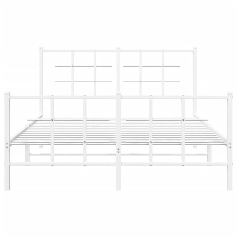 vidaXL Bed Frame White Powder-coated steel Double Bed Frame - 55.9 x 77.2 x 35.4
