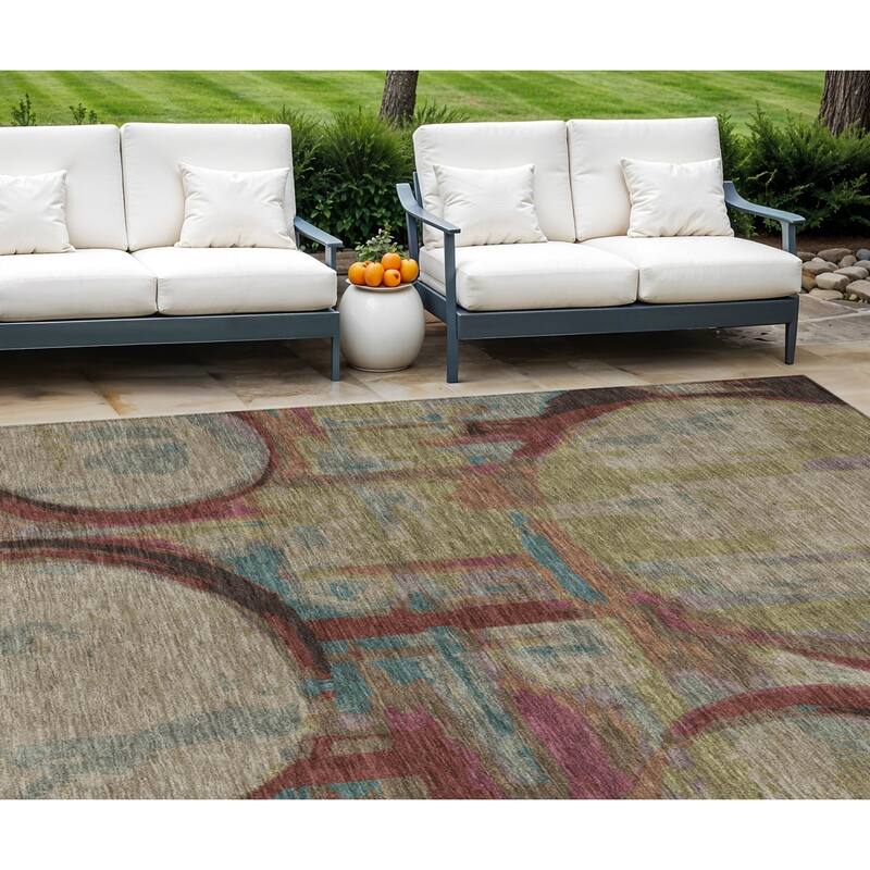 HomeRoots Geometric Transitional Rectangle Outdoor Rug - 8' X 10'