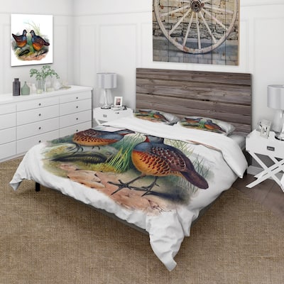 Designart 'Vintage Birds In The Wild VII' Traditional Duvet Cover Set