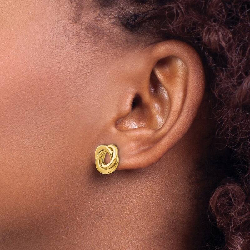 Curata 14k Yellow Gold Polished Intertwined Circles Post Earrings - 11x11mm